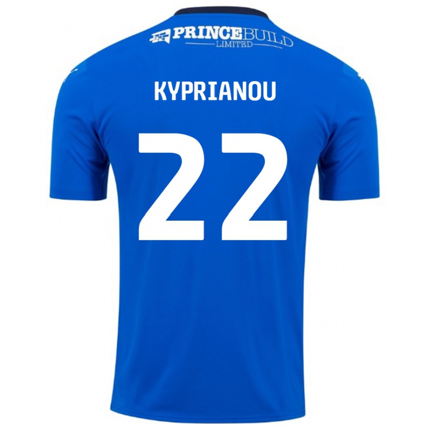 Kandiny Mujer Camiseta Hector Kyprianou #22 Azul Blanco 1ª Equipación 2024/25 La Camisa Chile