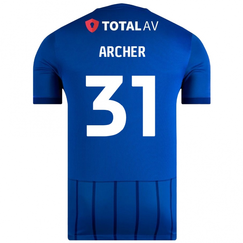 Kandiny Mujer Camiseta Jordan Archer #31 Azul 1ª Equipación 2024/25 La Camisa Chile