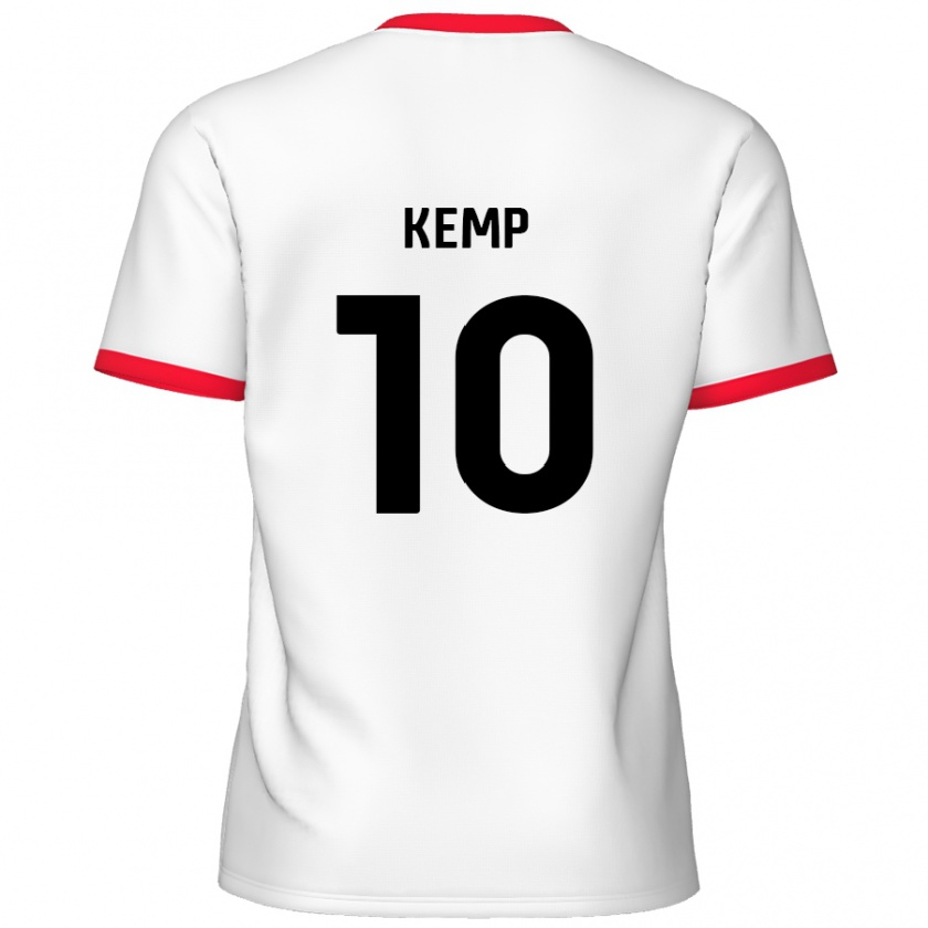 Kandiny Mujer Camiseta Dan Kemp #10 Blanco Rojo 1ª Equipación 2024/25 La Camisa Chile