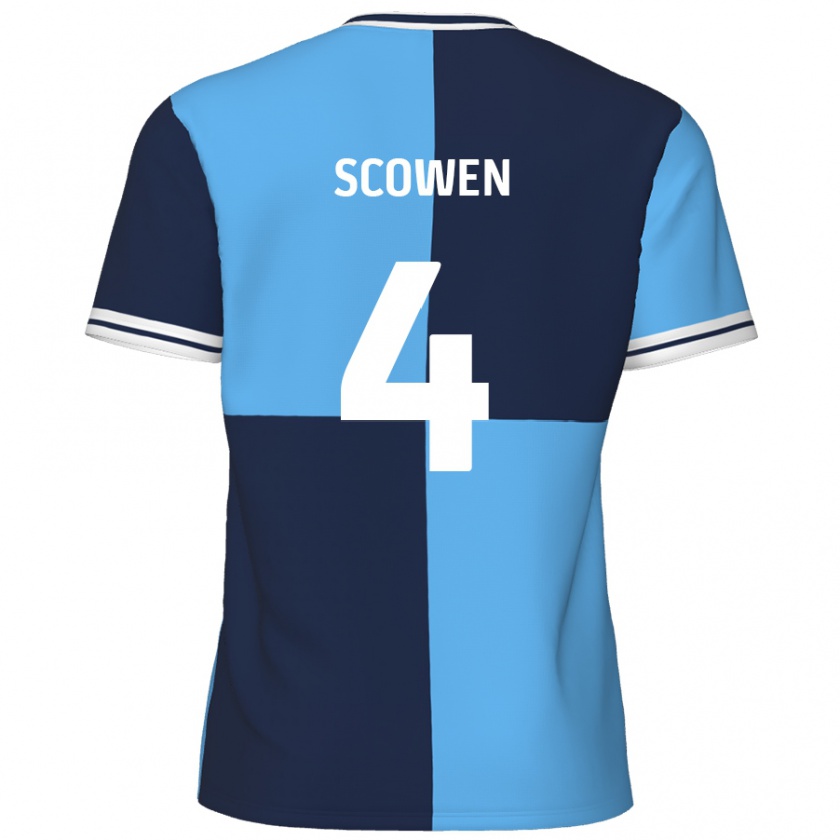 Kandiny Mujer Camiseta Josh Scowen #4 Azul Cielo Azul Oscuro 1ª Equipación 2024/25 La Camisa Chile