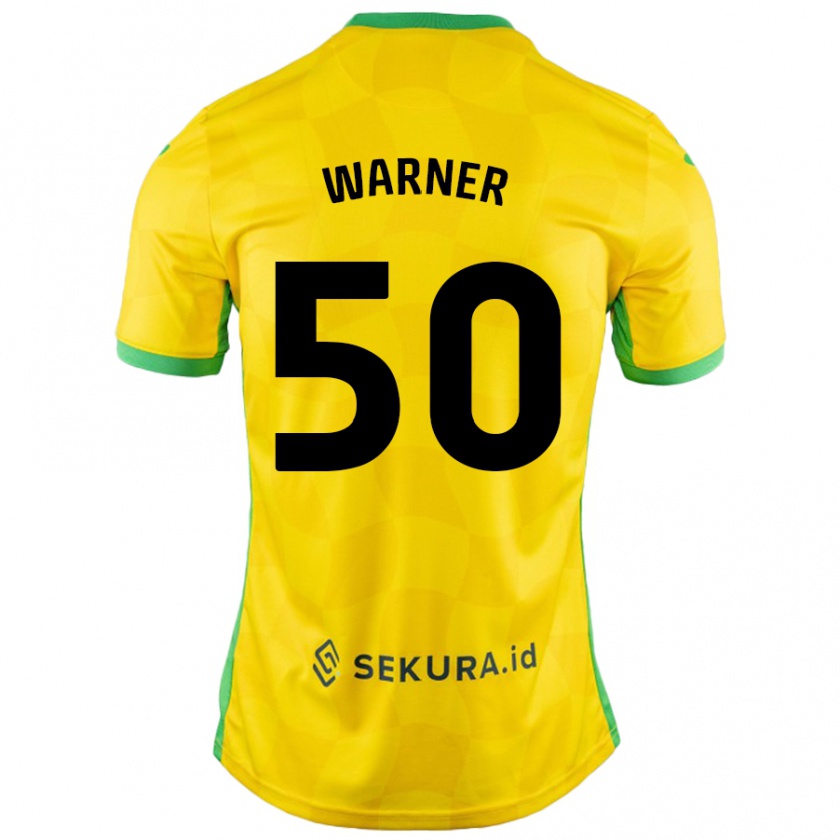 Kandiny Mujer Camiseta Jaden Warner #50 Amarillo Verde 1ª Equipación 2024/25 La Camisa Chile