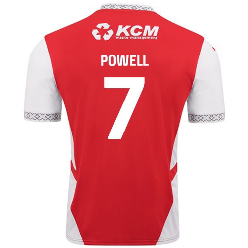 Kandiny Mujer Camiseta Joe Powell #7 Rojo Blanco 1ª Equipación 2024/25 La Camisa Chile