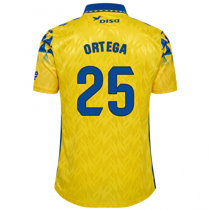 Kandiny Mujer Camiseta Edián Ortega #25 Amarillo Azul 1ª Equipación 2024/25 La Camisa Chile