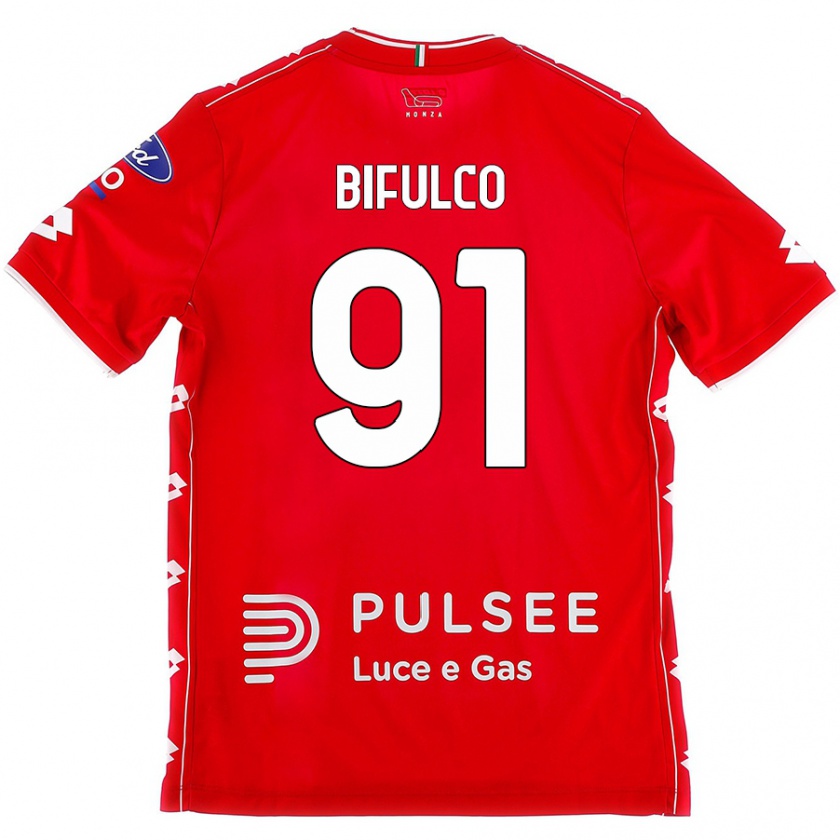 Kandiny Mujer Camiseta Davide Bifulco #91 Rojo Blanco 1ª Equipación 2024/25 La Camisa Chile