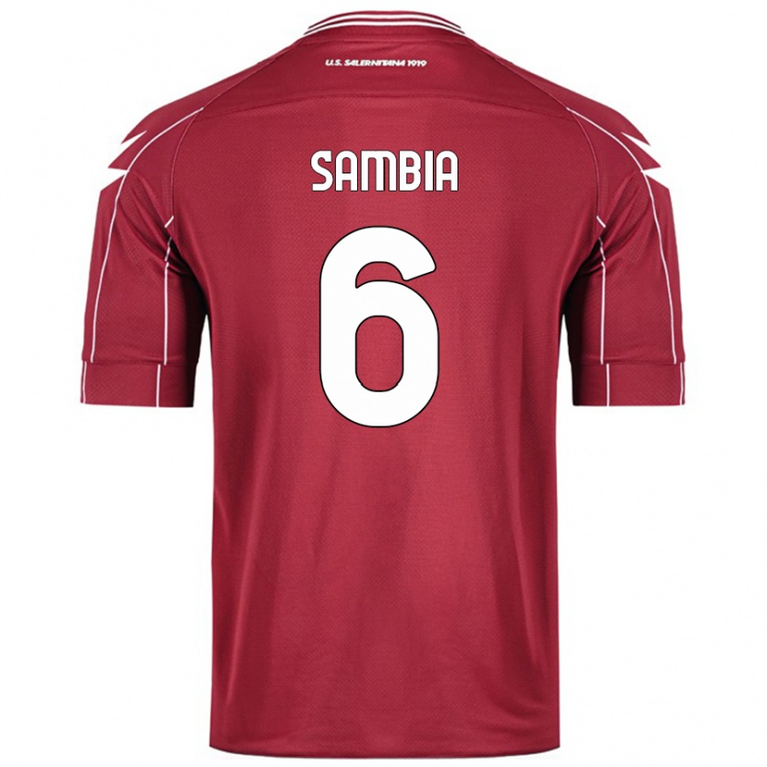 Kandiny Mujer Camiseta Junior Sambia #6 Borgoña 1ª Equipación 2024/25 La Camisa Chile