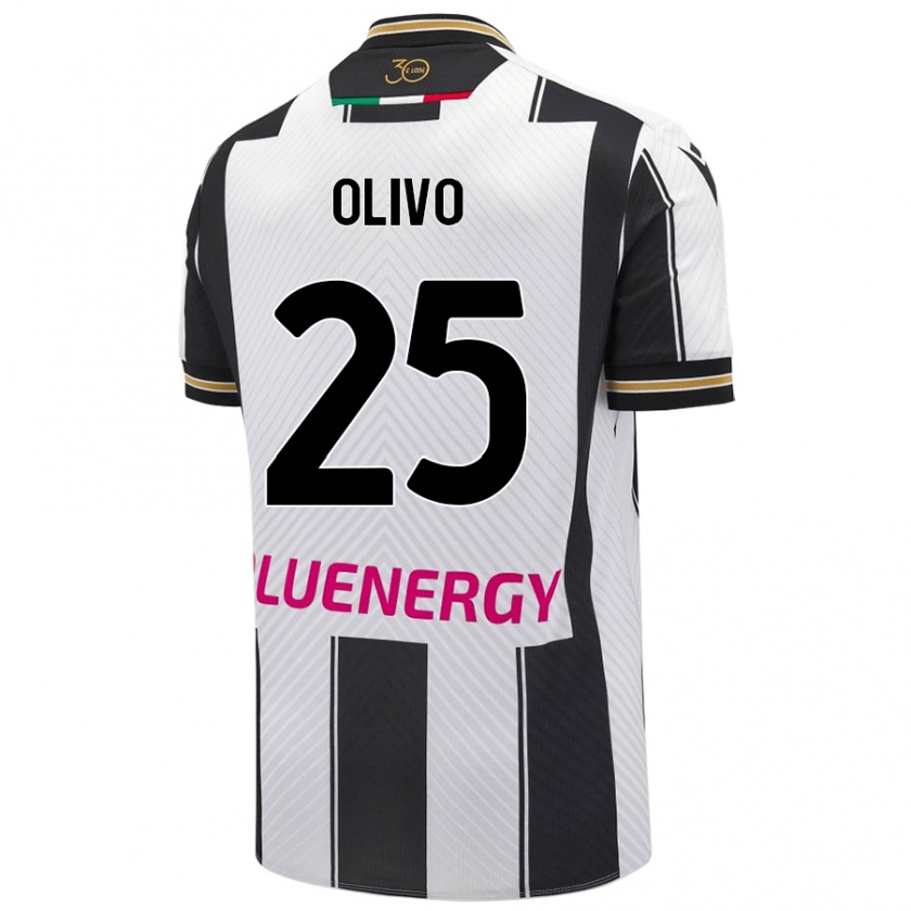 Kandiny Mujer Camiseta Gioele Olivo #25 Blanco Negro 1ª Equipación 2024/25 La Camisa Chile