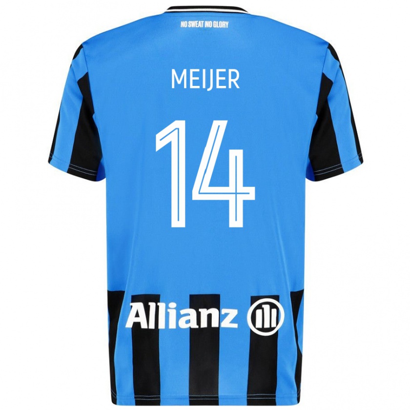 Kandiny Mujer Camiseta Bjorn Meijer #14 Azul Cielo Negro 1ª Equipación 2024/25 La Camisa Chile