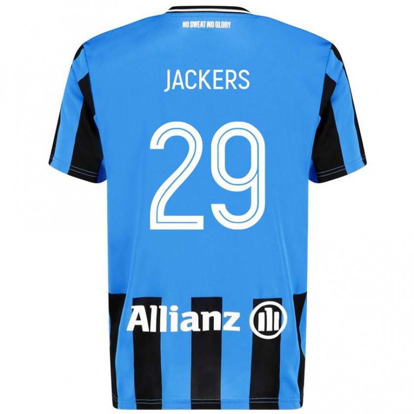 Kandiny Mujer Camiseta Nordin Jackers #29 Azul Cielo Negro 1ª Equipación 2024/25 La Camisa Chile