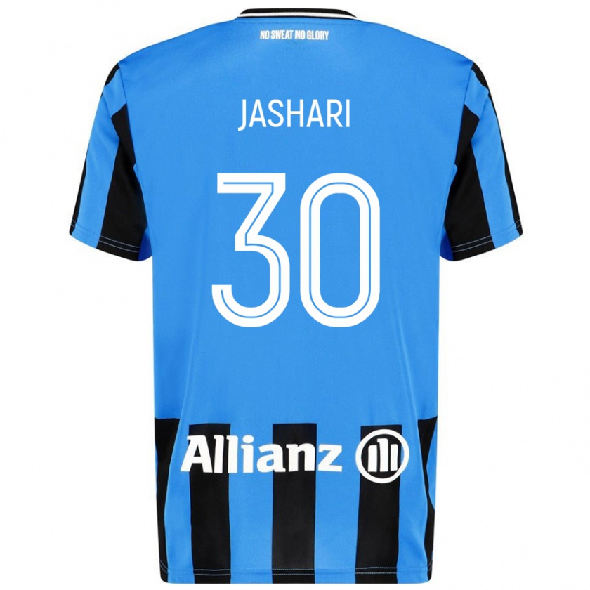 Kandiny Mujer Camiseta Ardon Jashari #30 Azul Cielo Negro 1ª Equipación 2024/25 La Camisa Chile