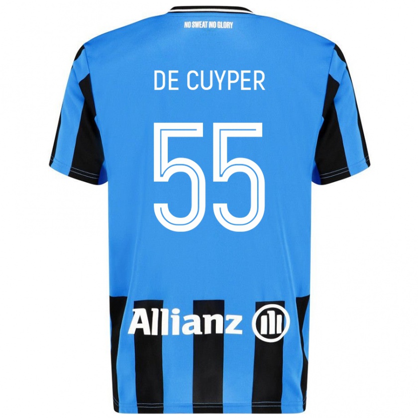 Kandiny Mujer Camiseta Maxim De Cuyper #55 Azul Cielo Negro 1ª Equipación 2024/25 La Camisa Chile