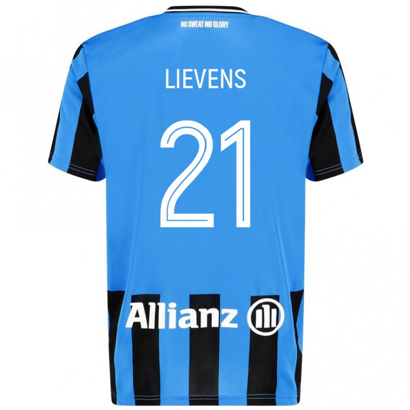 Kandiny Mujer Camiseta Caitlin Lievens #21 Azul Cielo Negro 1ª Equipación 2024/25 La Camisa Chile