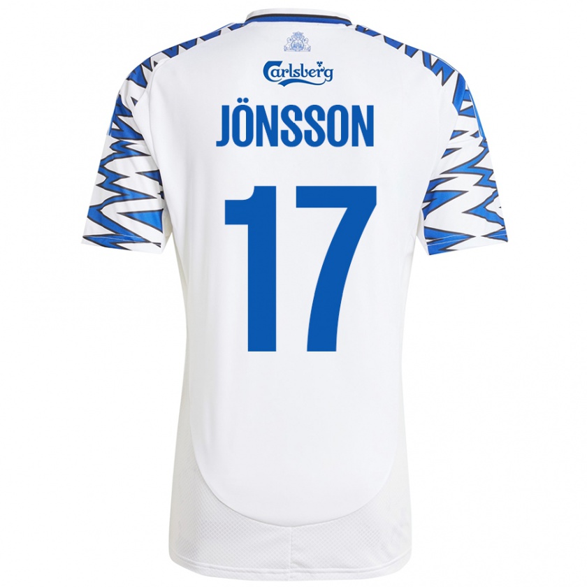 Kandiny Mujer Camiseta Neo Jönsson #17 Blanco Azul Cielo 1ª Equipación 2024/25 La Camisa Chile