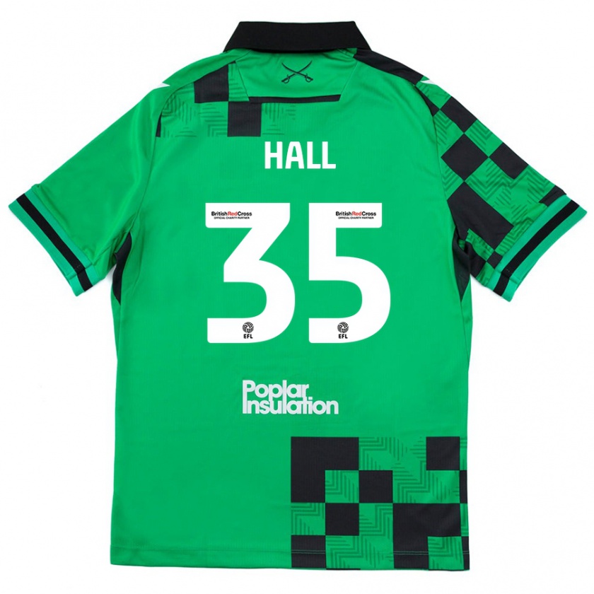 Kandiny Mujer Camiseta Matt Hall #35 Verde Negro 2ª Equipación 2024/25 La Camisa Chile