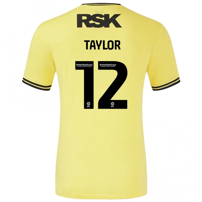 Kandiny Mujer Camiseta Terry Taylor #12 Amarillo Negro 2ª Equipación 2024/25 La Camisa Chile