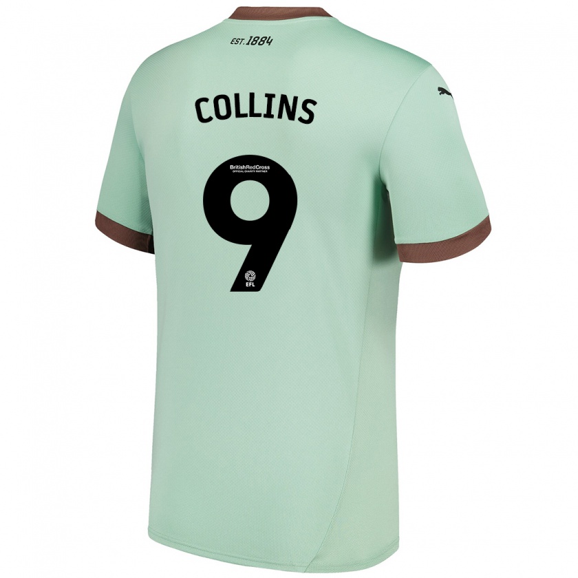 Kandiny Mujer Camiseta James Collins #9 Verde Pálido 2ª Equipación 2024/25 La Camisa Chile