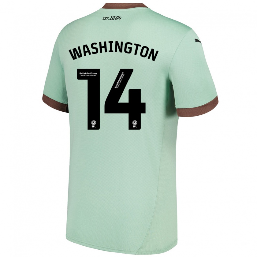 Kandiny Mujer Camiseta Conor Washington #14 Verde Pálido 2ª Equipación 2024/25 La Camisa Chile