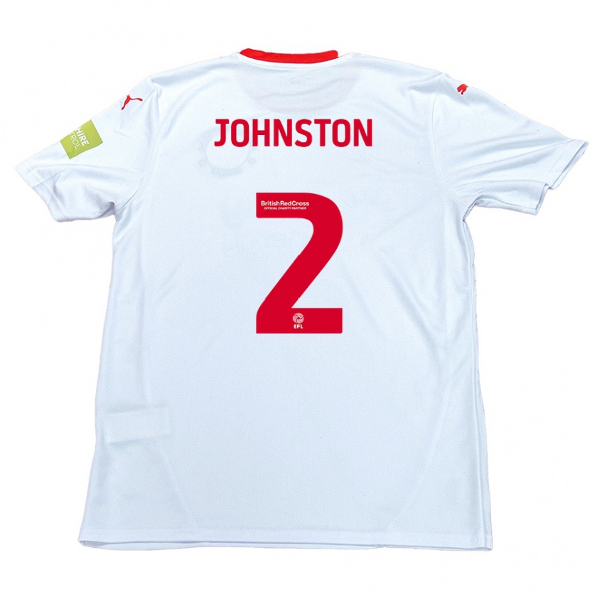 Kandiny Mujer Camiseta Carl Johnston #2 Blanco 2ª Equipación 2024/25 La Camisa Chile