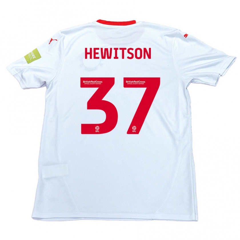 Kandiny Mujer Camiseta Luke Hewitson #37 Blanco 2ª Equipación 2024/25 La Camisa Chile