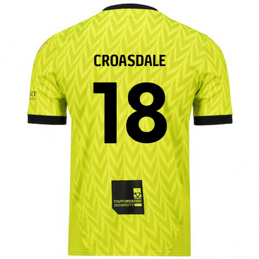 Kandiny Mujer Camiseta Ryan Croasdale #18 Verde Fluorescente 2ª Equipación 2024/25 La Camisa Chile