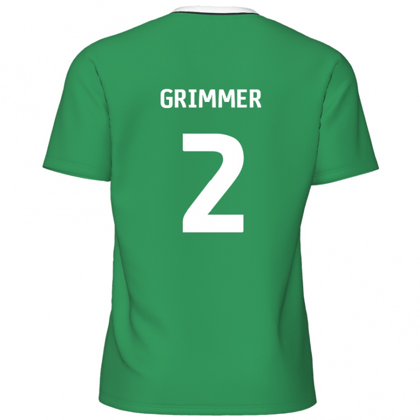 Kandiny Mujer Camiseta Jack Grimmer #2 Verde Rayas Blancas 2ª Equipación 2024/25 La Camisa Chile