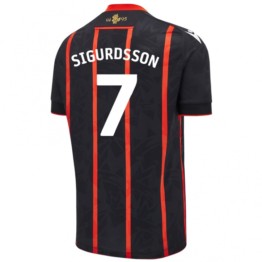 Kandiny Mujer Camiseta Arnór Sigurdsson #7 Negro Rojo 2ª Equipación 2024/25 La Camisa Chile