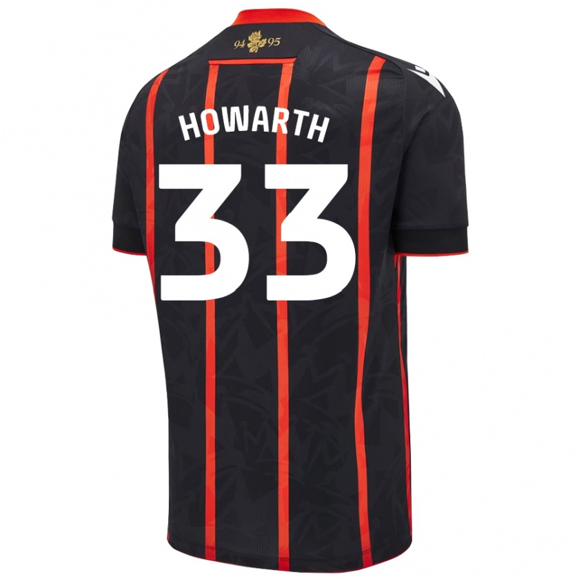 Kandiny Mujer Camiseta Taylor Howarth #33 Negro Rojo 2ª Equipación 2024/25 La Camisa Chile