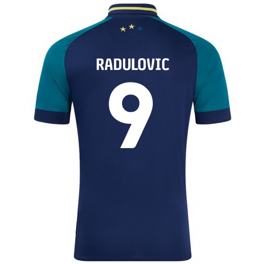 Kandiny Mujer Camiseta Bojan Radulovic #9 Azul Marino Verde Oscuro 2ª Equipación 2024/25 La Camisa Chile