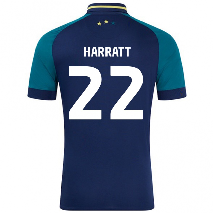 Kandiny Mujer Camiseta Kian Harratt #22 Azul Marino Verde Oscuro 2ª Equipación 2024/25 La Camisa Chile