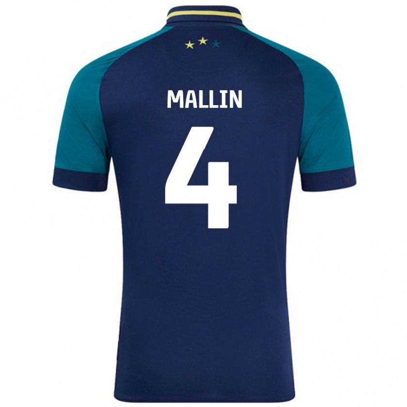 Kandiny Mujer Camiseta Kate Mallin #4 Azul Marino Verde Oscuro 2ª Equipación 2024/25 La Camisa Chile