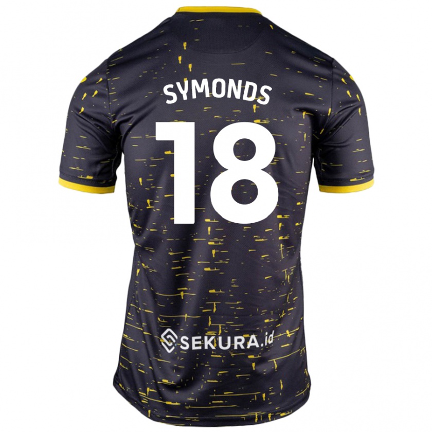 Kandiny Mujer Camiseta Freya Symonds #18 Negro Amarillo 2ª Equipación 2024/25 La Camisa Chile