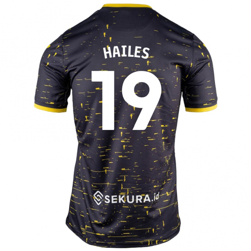 Kandiny Mujer Camiseta Lauren Hailes #19 Negro Amarillo 2ª Equipación 2024/25 La Camisa Chile