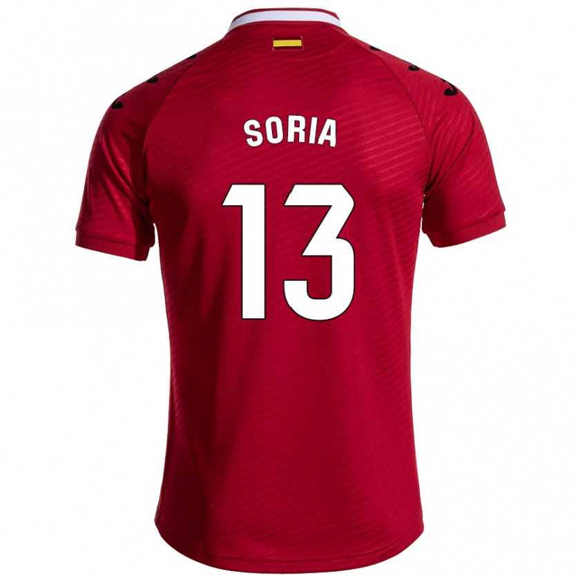 Kandiny Mujer Camiseta David Soria #13 Rojo Oscuro 2ª Equipación 2024/25 La Camisa Chile