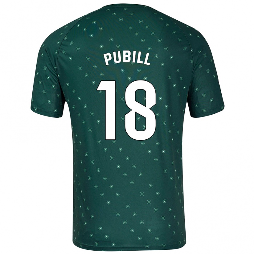 Kandiny Mujer Camiseta Marc Pubill #18 Verde Oscuro 2ª Equipación 2024/25 La Camisa Chile