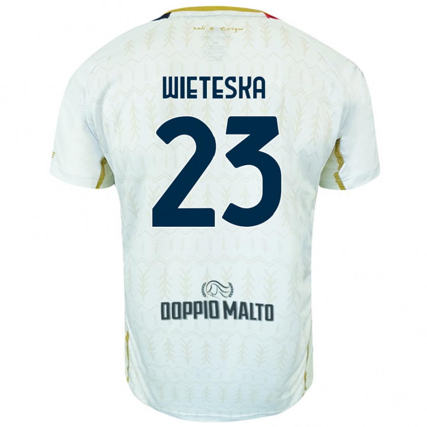 Kandiny Mujer Camiseta Mateusz Wieteska #23 Blanco 2ª Equipación 2024/25 La Camisa Chile