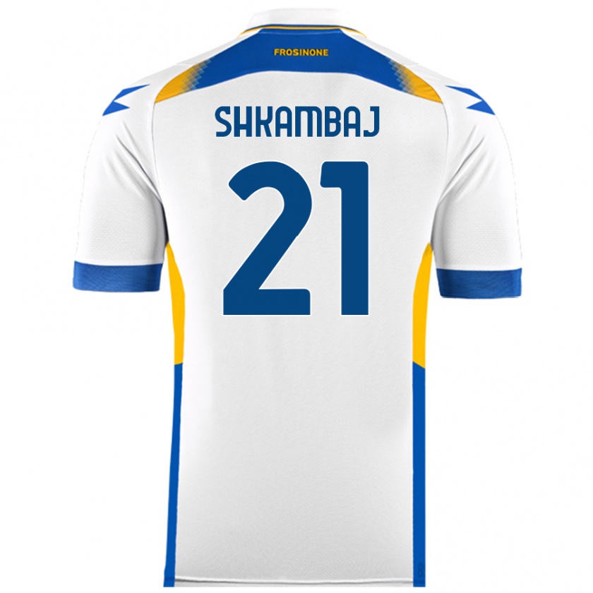 Kandiny Mujer Camiseta Ardit Shkambaj #21 Blanco 2ª Equipación 2024/25 La Camisa Chile