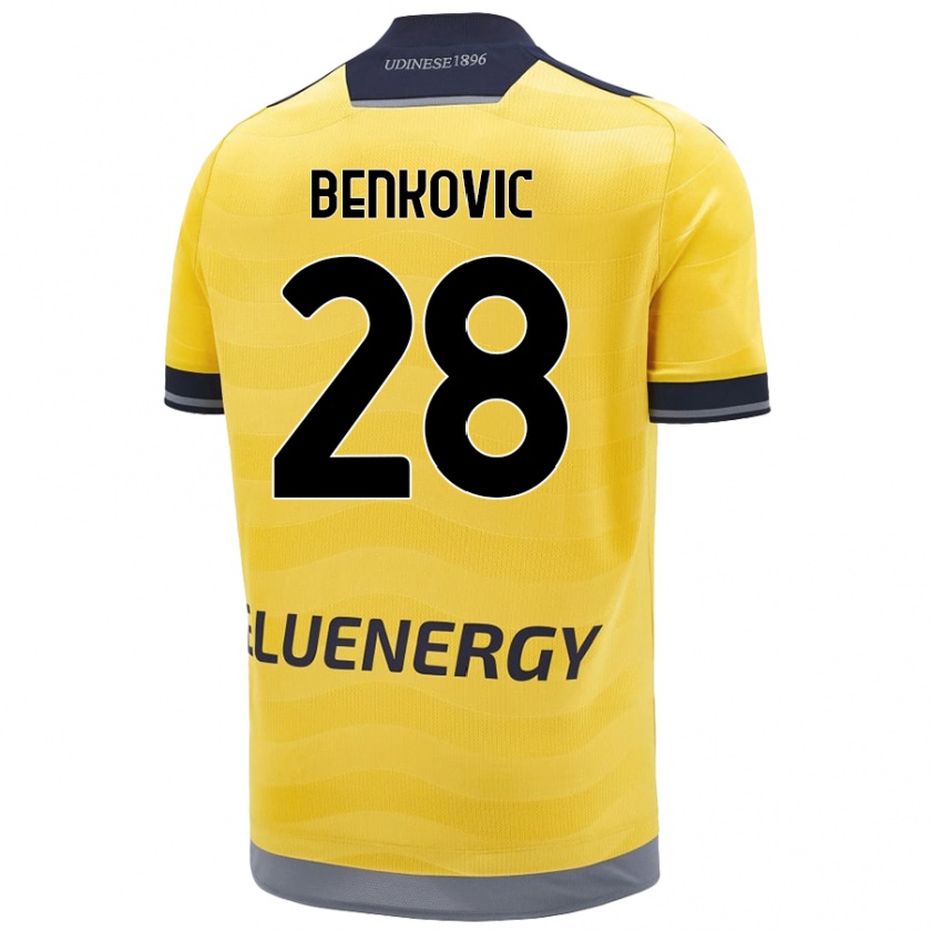 Kandiny Mujer Camiseta Filip Benkovic #28 Dorado 2ª Equipación 2024/25 La Camisa Chile