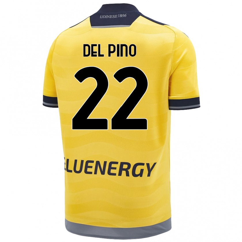 Kandiny Mujer Camiseta Lorenzo Del Pino #22 Dorado 2ª Equipación 2024/25 La Camisa Chile