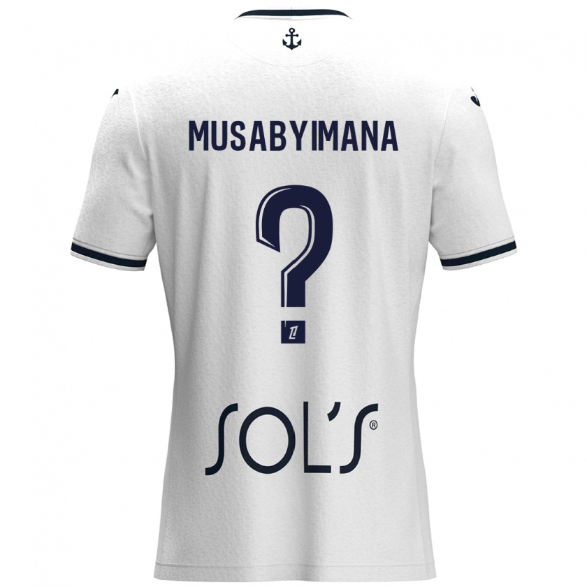 Kandiny Mujer Camiseta Thierry Musabyimana #0 Blanco Azul Oscuro 2ª Equipación 2024/25 La Camisa Chile