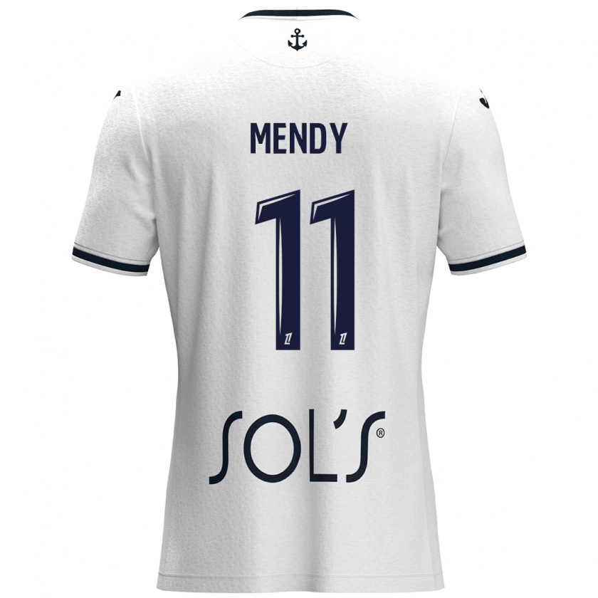 Kandiny Mujer Camiseta Mélinda Mendy #11 Blanco Azul Oscuro 2ª Equipación 2024/25 La Camisa Chile