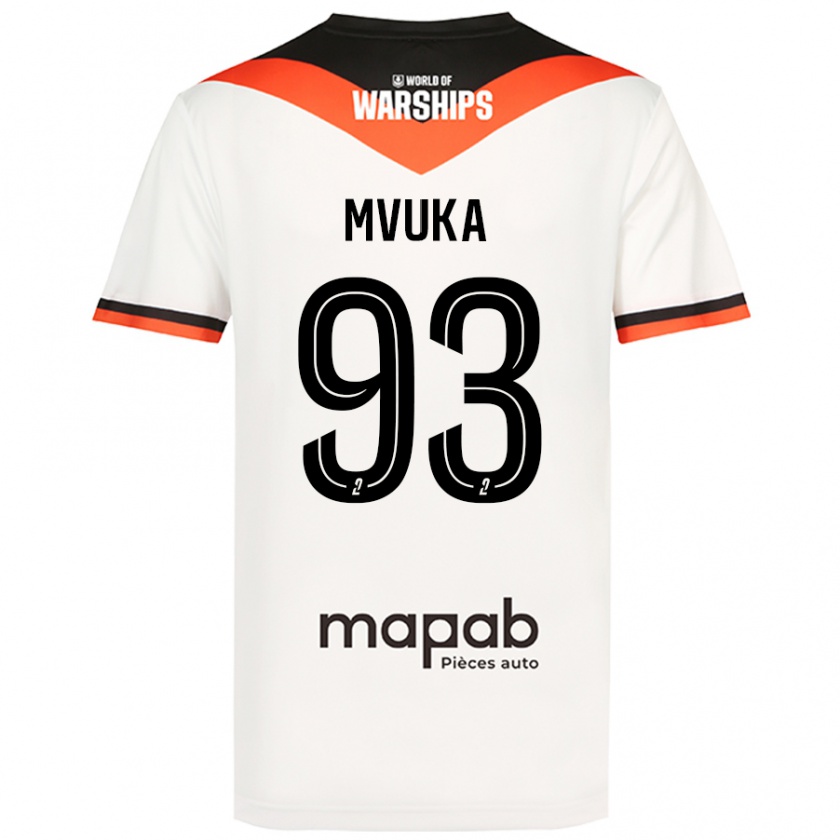 Kandiny Mujer Camiseta Joel Mvuka #93 Blanco 2ª Equipación 2024/25 La Camisa Chile