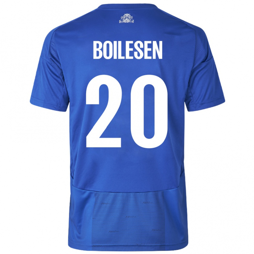 Kandiny Mujer Camiseta Nicolai Boilesen #20 Blanco Azul 2ª Equipación 2024/25 La Camisa Chile