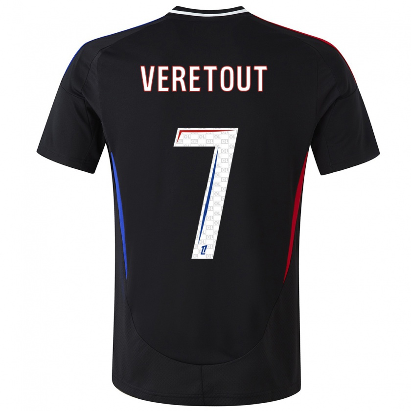 Kandiny Niño Camiseta Jordan Veretout #7 Negro 2ª Equipación 2024/25 La Camisa Chile