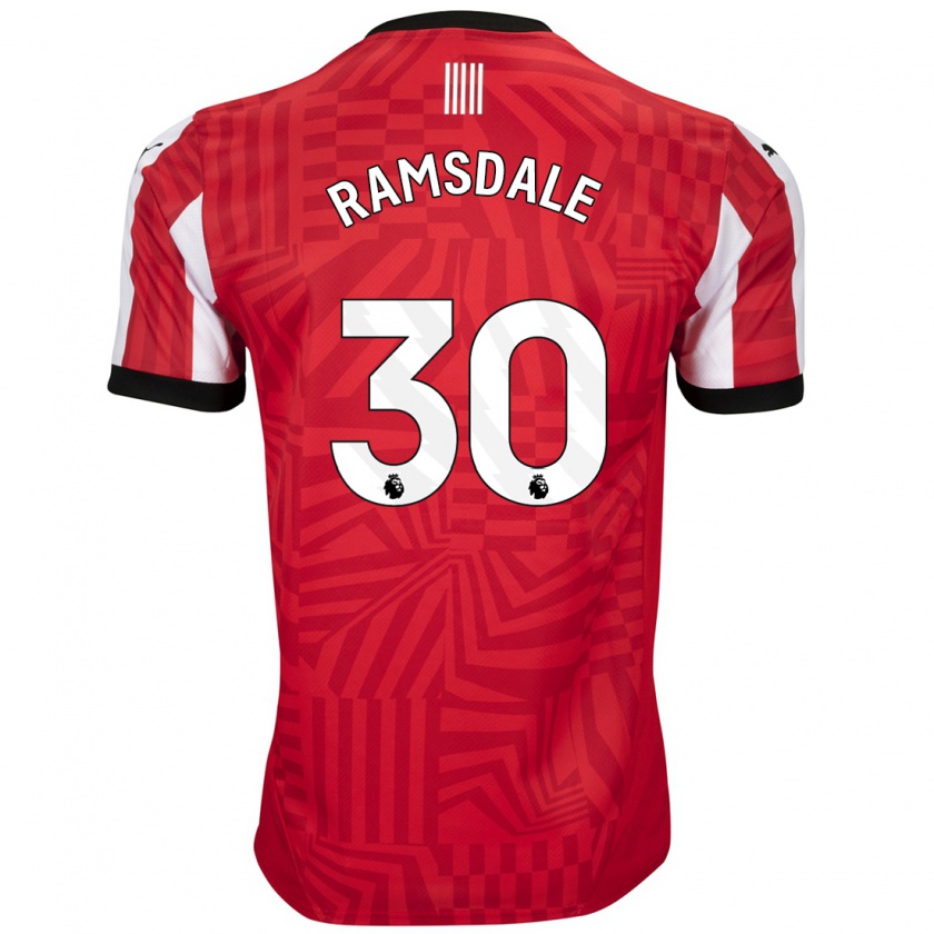 Kandiny Hombre Camiseta Aaron Ramsdale #30 Rojo Blanco 1ª Equipación 2024/25 La Camisa Chile