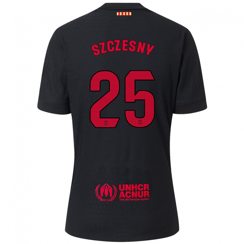 Kandiny Hombre Camiseta Wojciech Szczesny #25 Negro Rojo 2ª Equipación 2024/25 La Camisa Chile