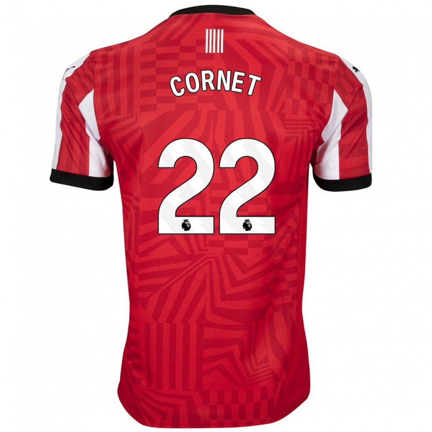 Kandiny Hombre Camiseta Maxwel Cornet #22 Rojo Blanco 1ª Equipación 2024/25 La Camisa Chile