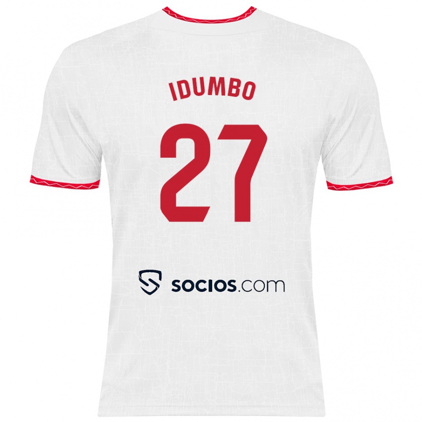 Kandiny Hombre Camiseta Stanis Idumbo Muzambo #27 Blanco Rojo 1ª Equipación 2024/25 La Camisa Chile