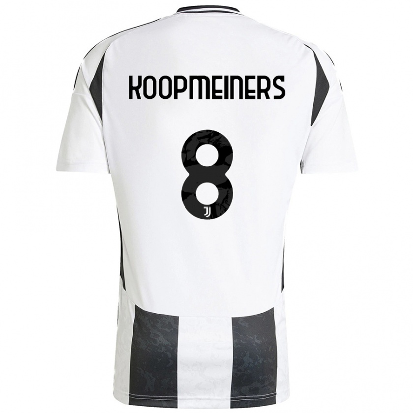 Kandiny Hombre Camiseta Teun Koopmeiners #8 Blanco Negro 1ª Equipación 2024/25 La Camisa Chile