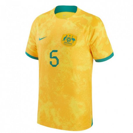 Kandiny Niño Camiseta Australia Fran Karacic #5 Dorado 1ª Equipación 22-24 La Camisa Chile