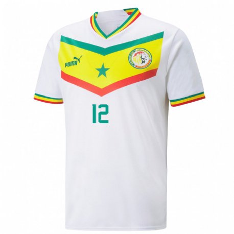 Kandiny Niño Camiseta Senegal Fode Ballo-toure #12 Blanco 1ª Equipación 22-24 La Camisa Chile