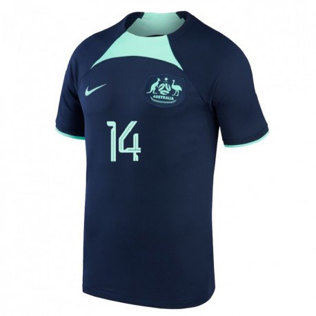 Kandiny Niño Camiseta Australia Riley Mcgree #14 Azul Oscuro 2ª Equipación 22-24 La Camisa Chile